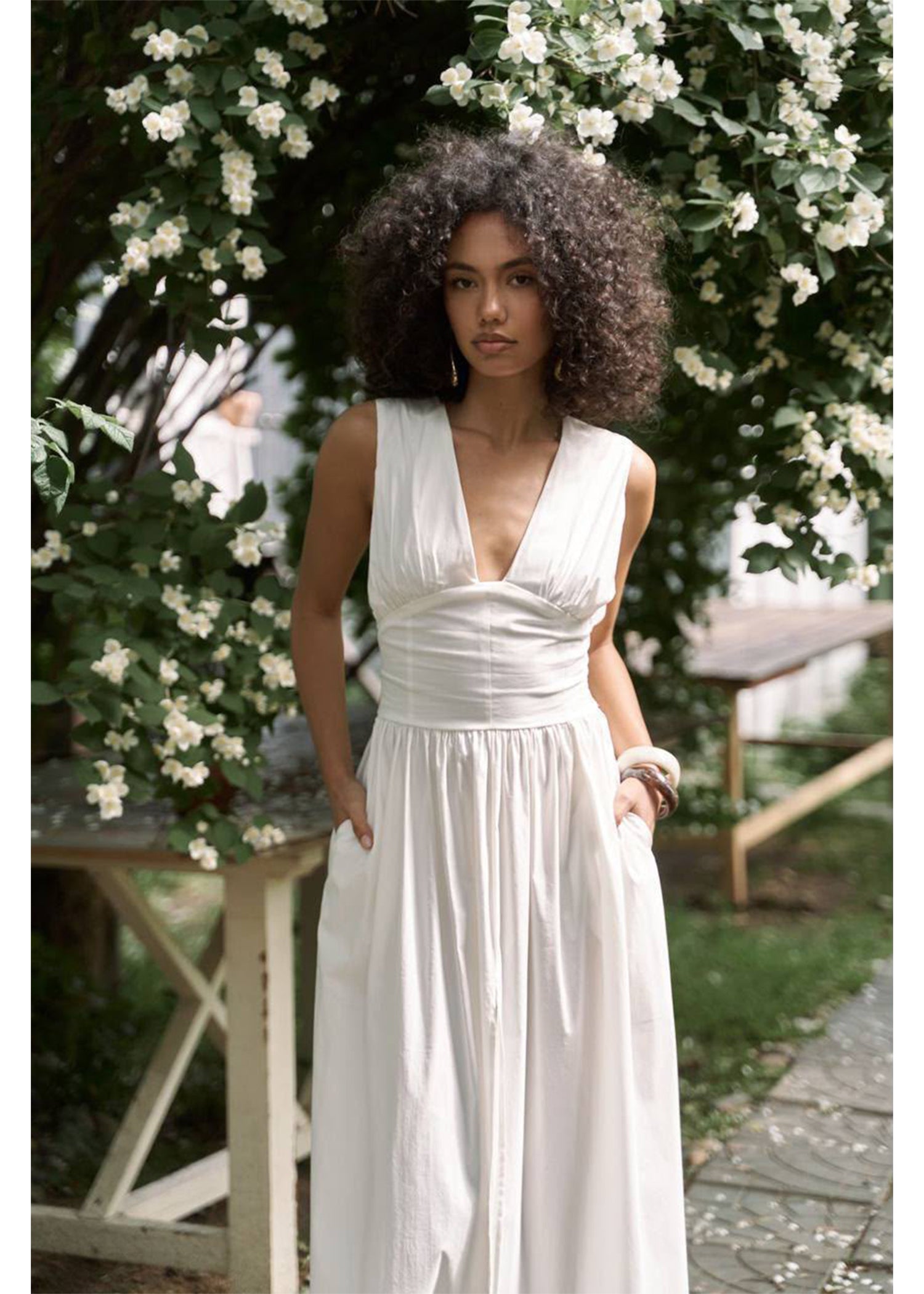 Crisp White V-Neck Sundress