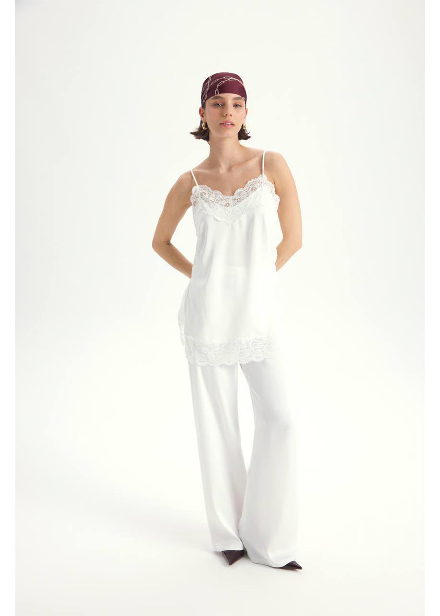 Lace-Trimmed Silk Camisole Set