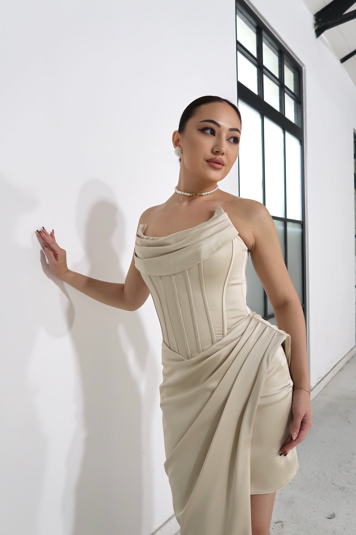 Cream Draped Dress