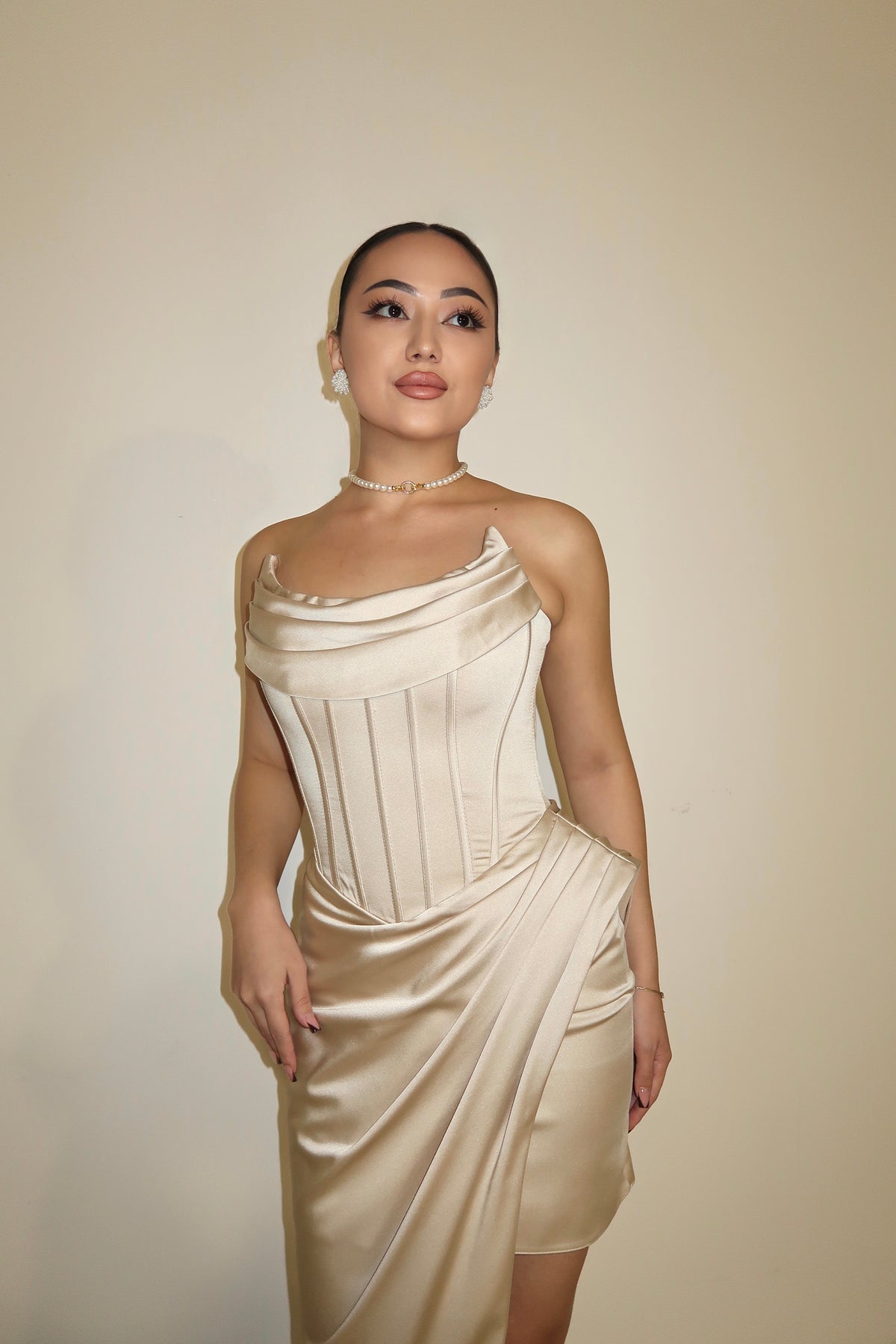 Cream Draped Dress