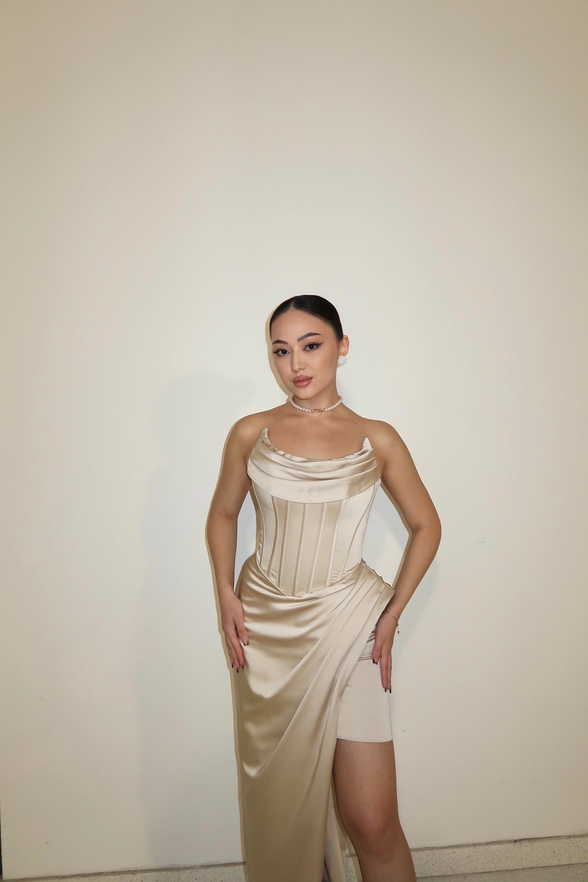 Cream Draped Dress