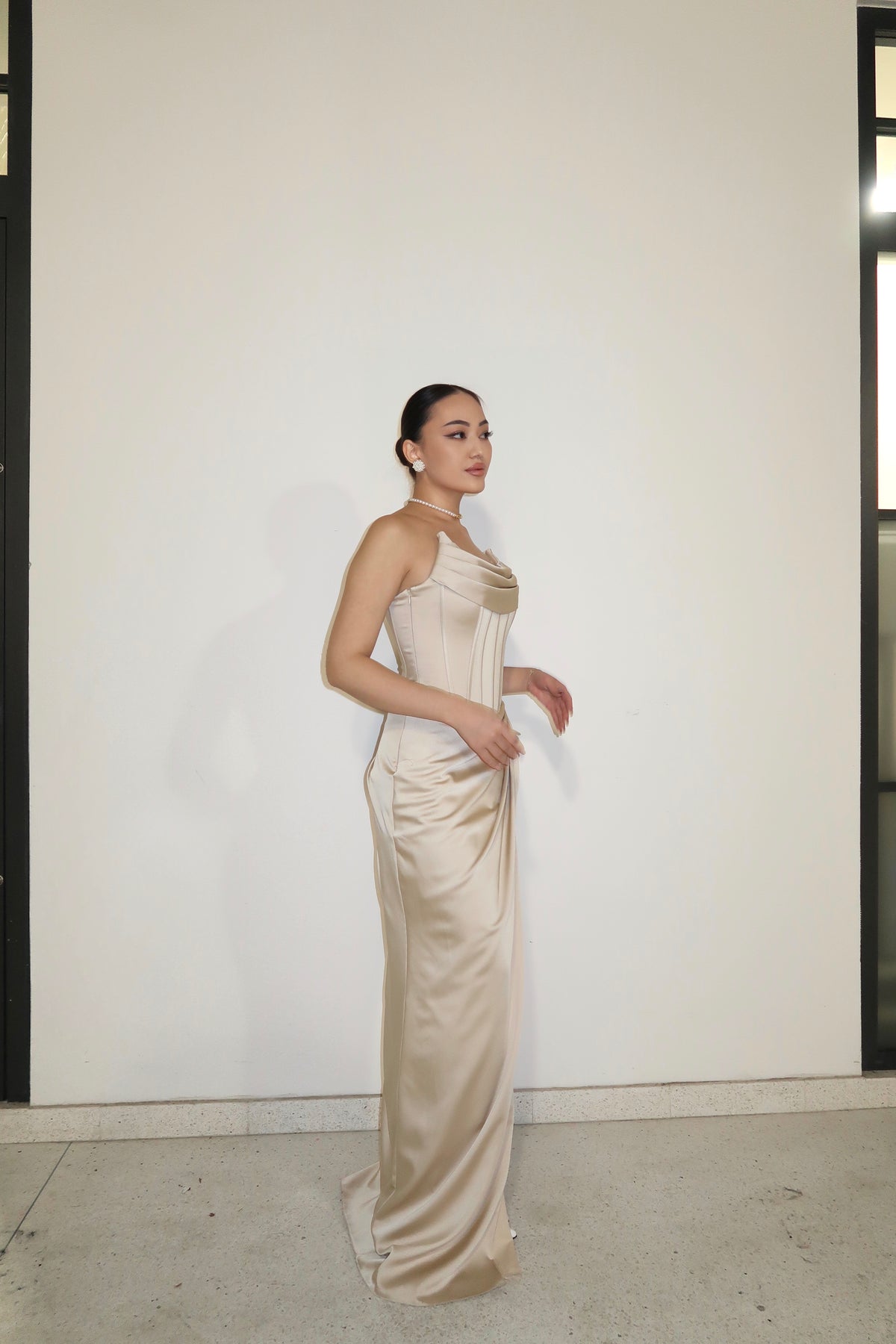 Cream Draped Dress