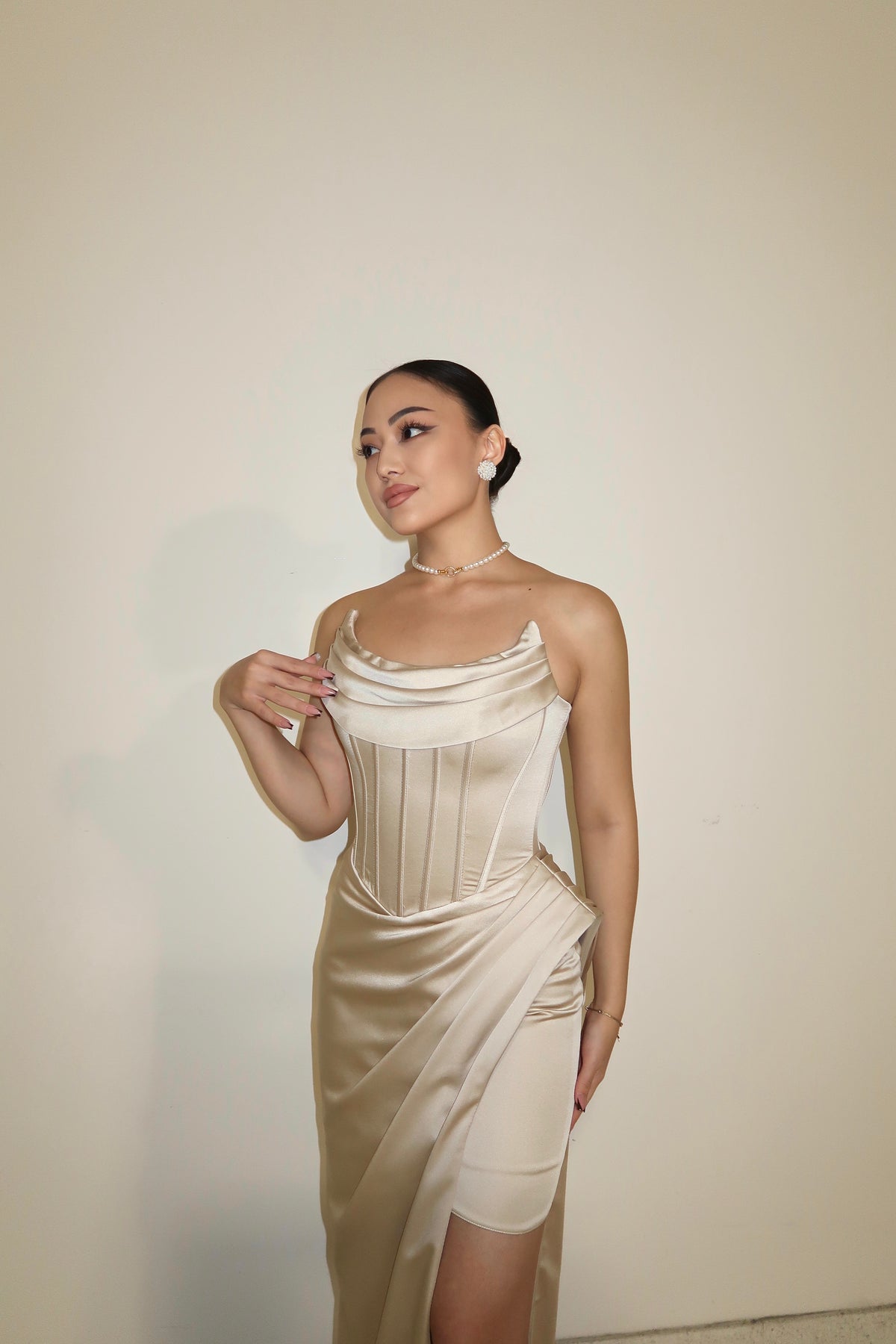 Cream Draped Dress